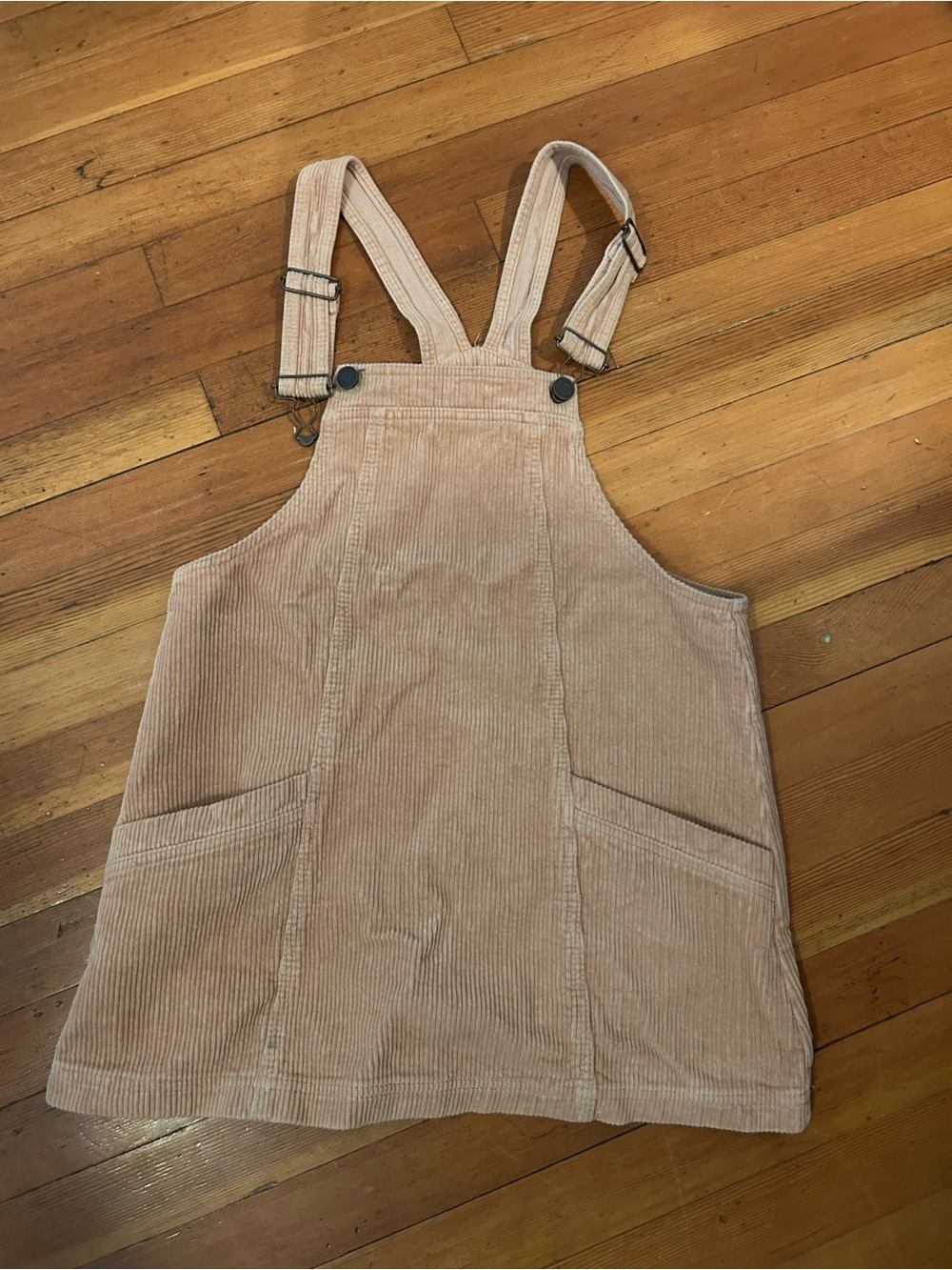 Corduroy Pinafore Dress in Light Beige